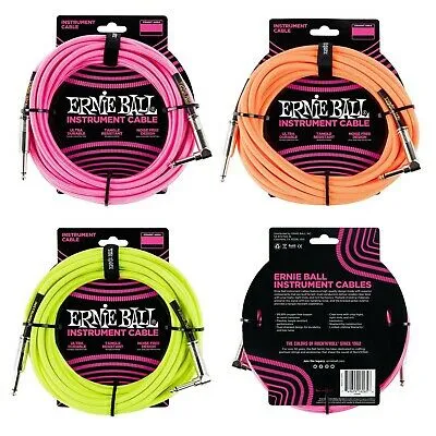 Ernie Ball 18 Feet Straight / Angle Braided Instrument Cables สายแจ็ค 18 ฟุต/